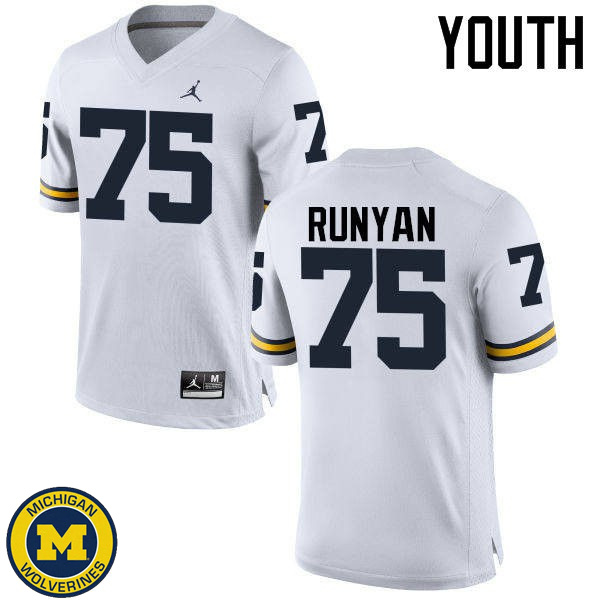 Youth Michigan Wolverines #75 Jon Runyan White Football Jersey